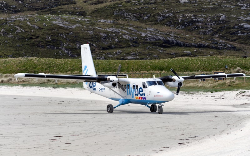 Aircraft on beach runway, Barra Airport