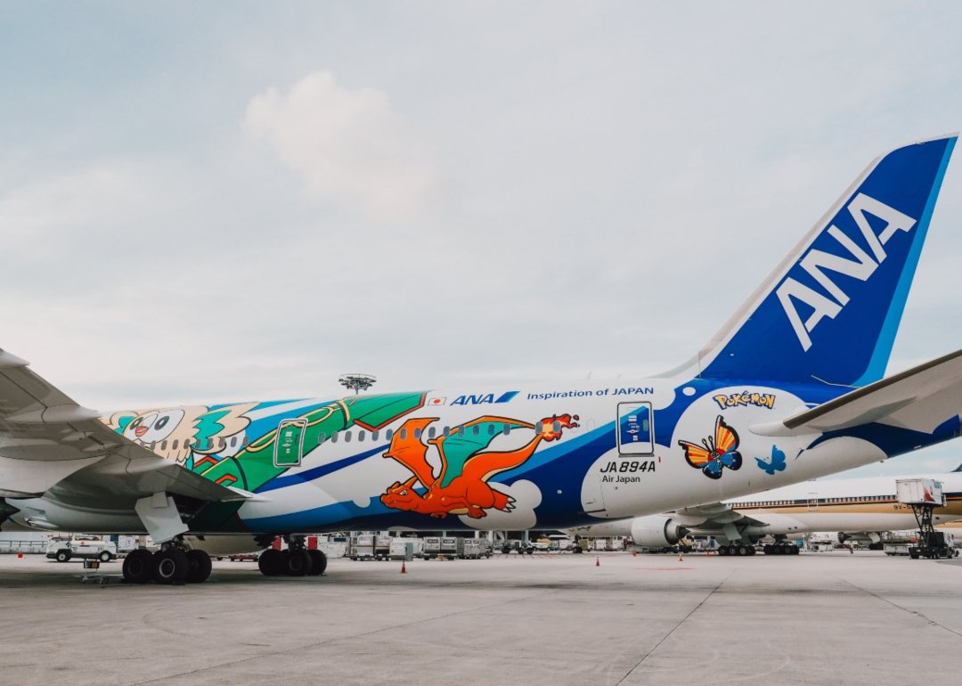 changi airport's pokémon aircraft livery on ANA plane