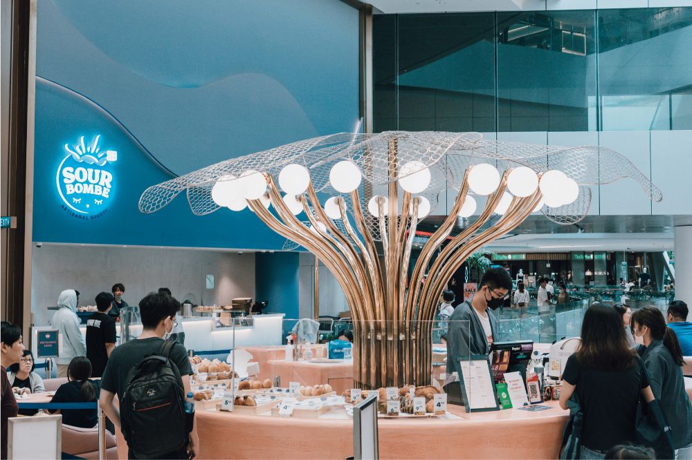 sourbombe artisan bakery at jewel's shopfront, changi airport singapore
