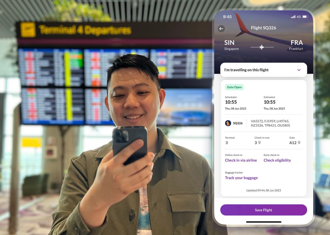 get updates on your flights on the changi app