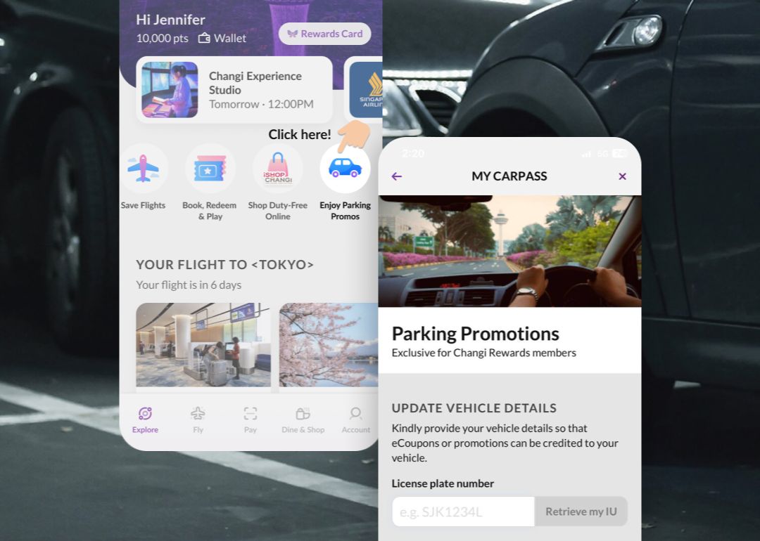 get real-time parking information on the changi app
