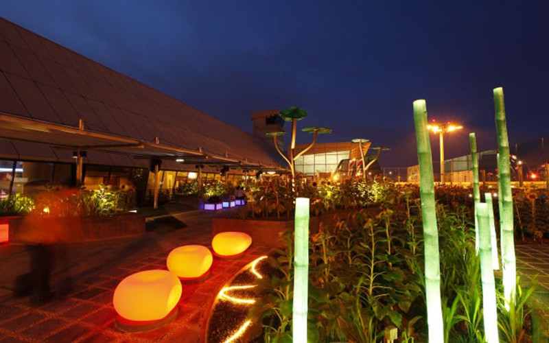 Rooftop lights display at the Sunflower Garden, Changi Airport Singapore