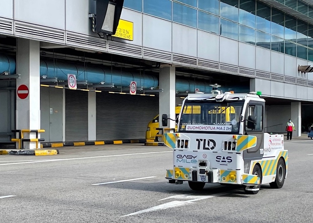 autonomous baggage tractor airside at changi airport