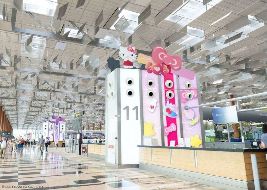 sanrio characters decor at singapore changi airport terminal 3