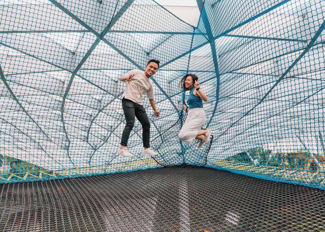 burn calories at bouncing net, canopy park, jewel singapore