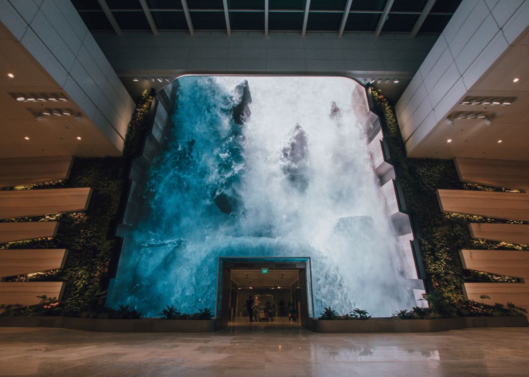 The digital waterfall, The Wonderfall, located in T2’s departure hall.