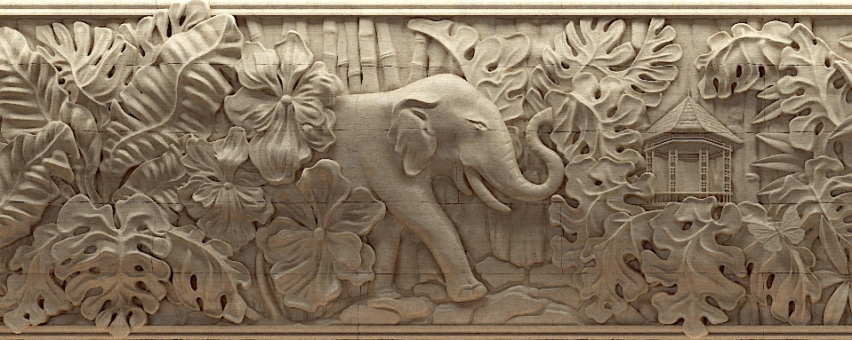 The bas-relief sculpture of the Immersive Wall