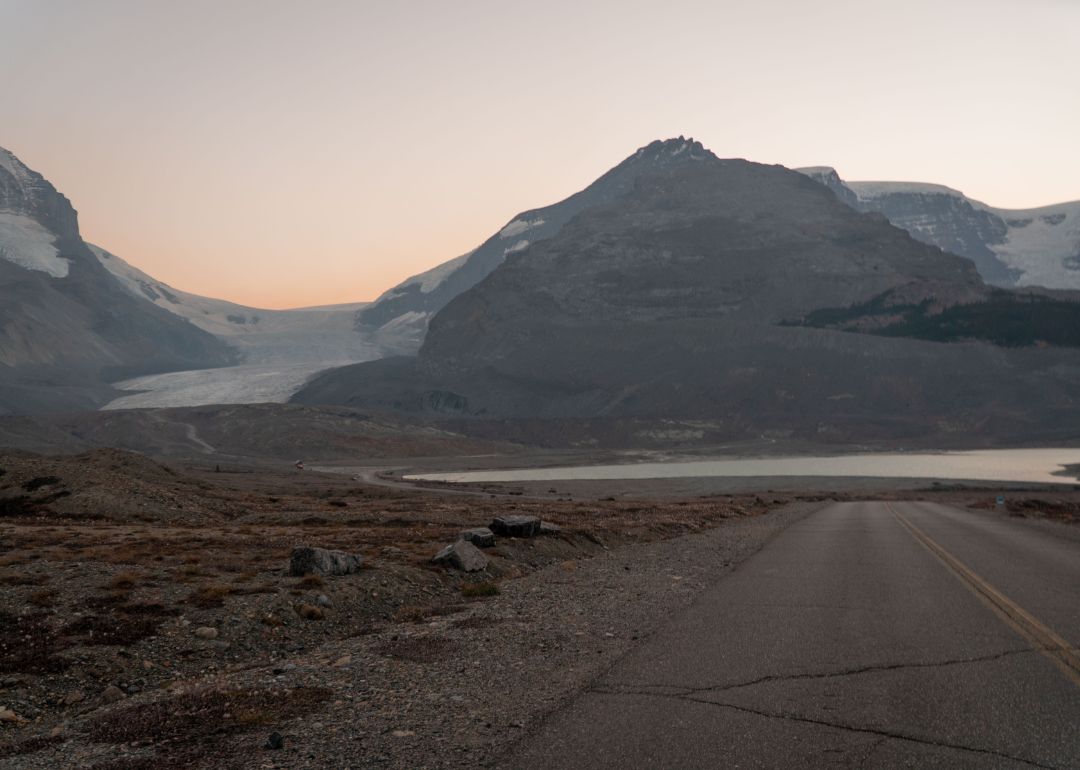 The Athabasca Glacier Trail at dusk.