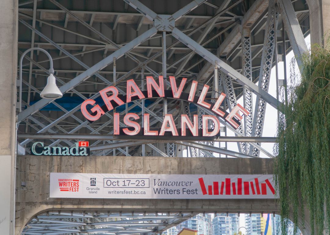 Granville Island neon welcome sign.