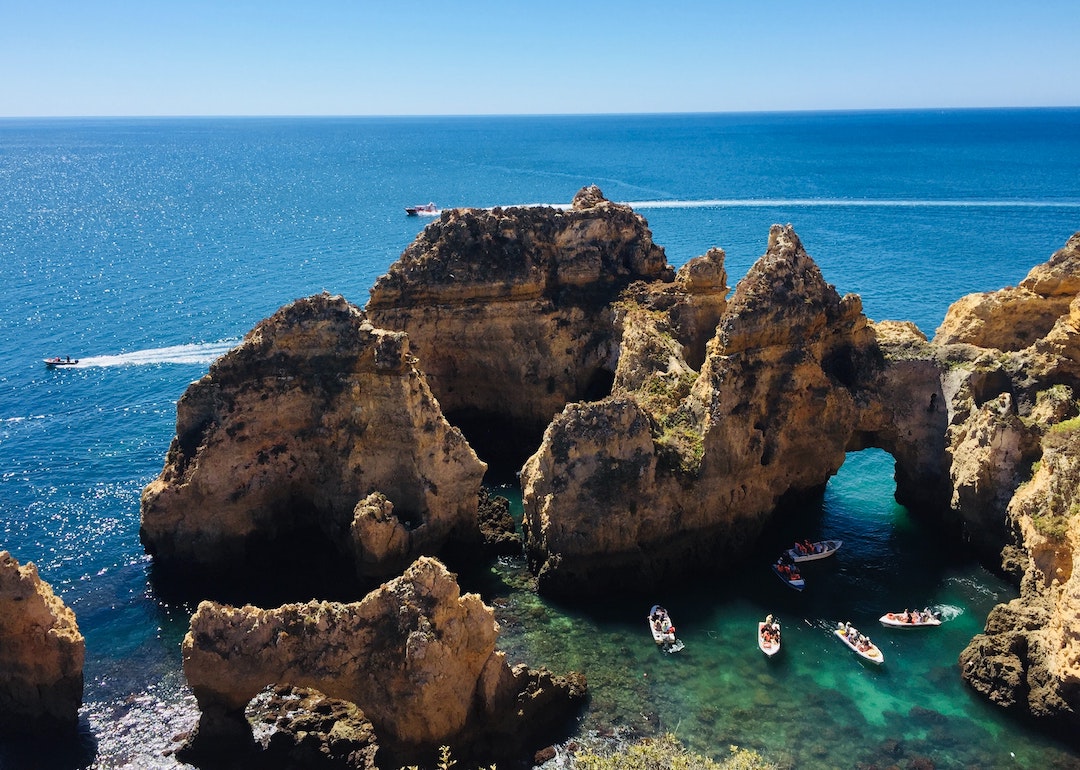 rock formations at ponta da piedade, portugal beach