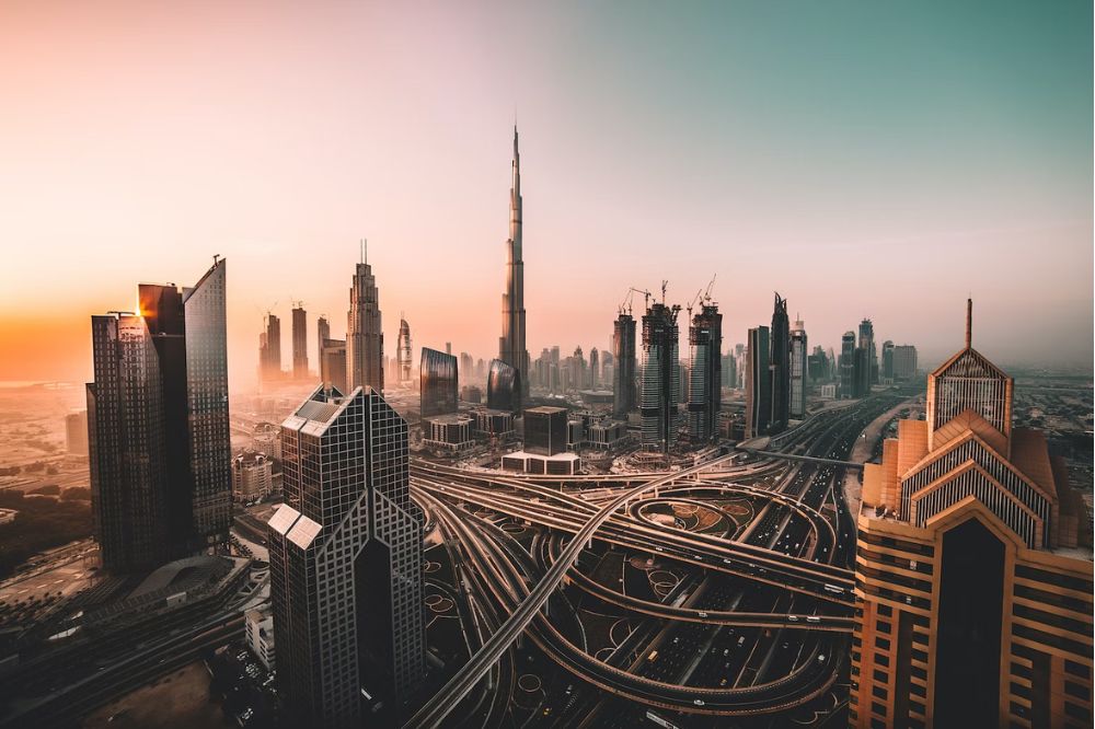 Skyline of Dubai with the world's tallest building, Burj Khalifa