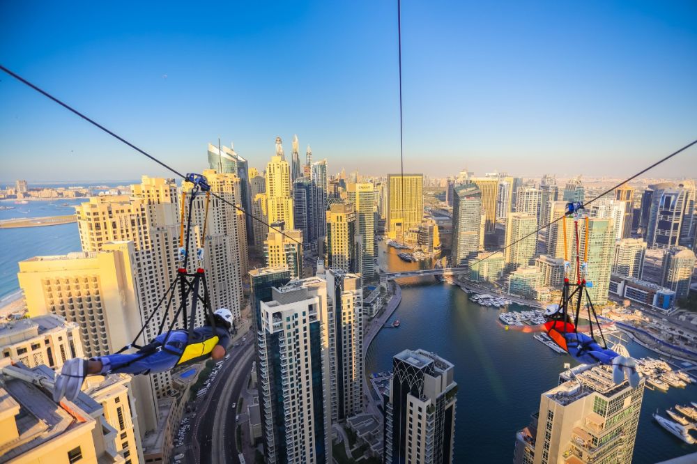 The world's longest urban zipline located in Dubai