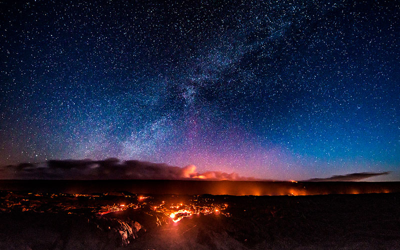 Clear starry night skies over Kilauea’iki.