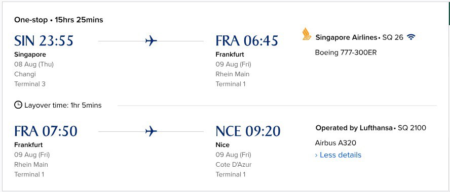 nice france singapore airlines codeshare