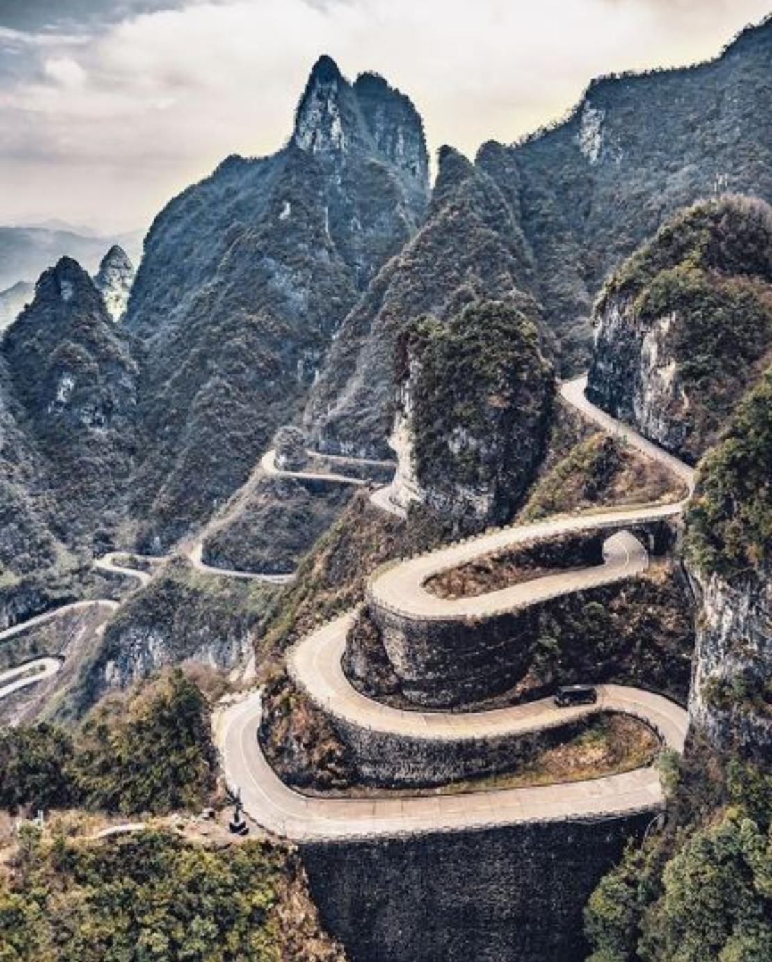 The famous 99 bends at Tianmen Mountain National Park, Zhangjiajie