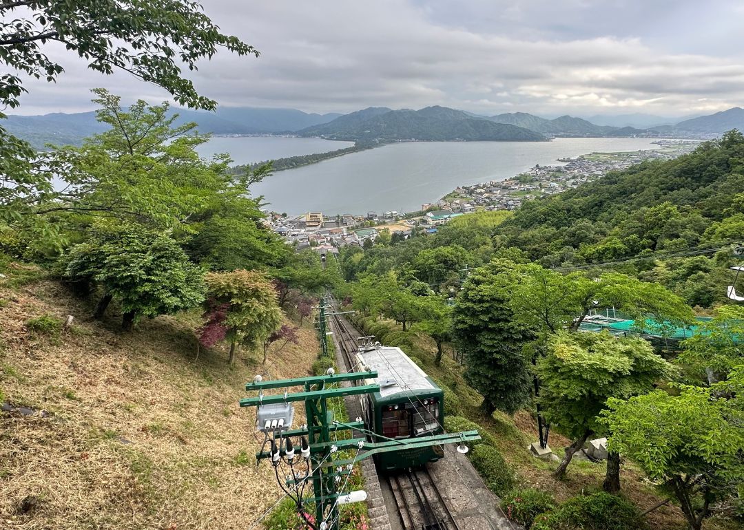 a sea view of amanohashidate from the cable car ride