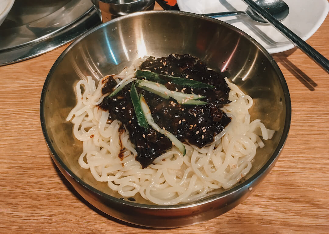 bowl of jajangmyeon korean noodles