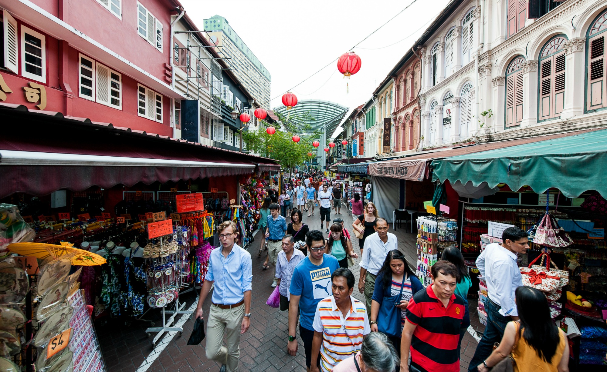 People walking down Chinatown Food Street