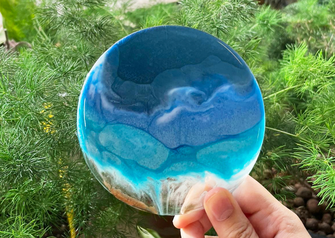 acrylic pours resin coasters spark connections