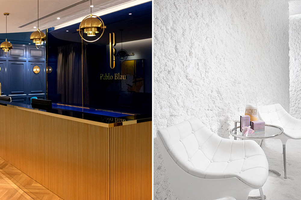 A shot of reception area and salt room at Pablo Blau boutique in Singapore