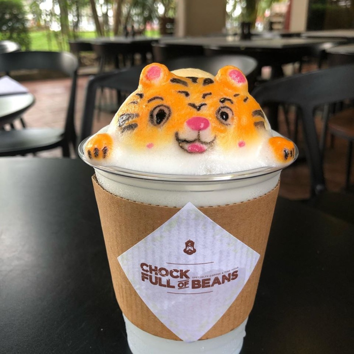 3d latte art chock full of beans in changi singapore