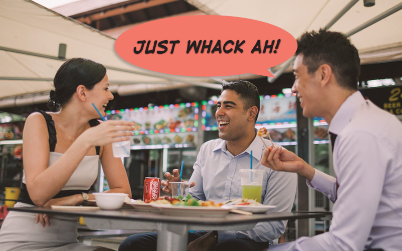 To whack is to eat with gusto.