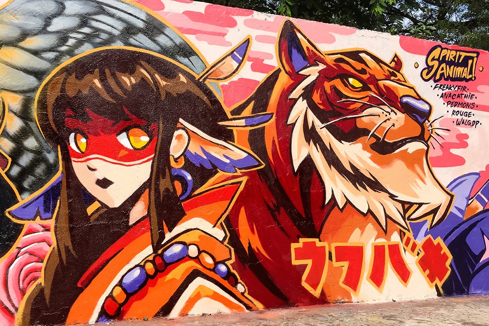 works of graffiti artists at somerset singapore